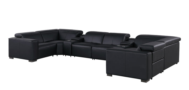 1208 - 8 Piece Modular Leather Sectional With 2 Power Recliners & Power Headrests