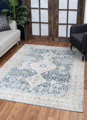 Noble - 5'3" X 7'3" Area Rug - Blue, Polyester - R&R Furniture Gallery (Fountain Valley, CA)