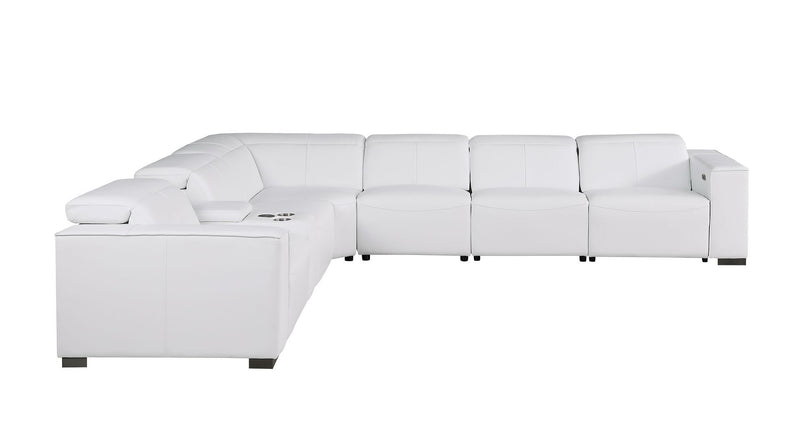 1208 - 7 Piece L-Shaped Leather Reclining Sectional With 4 Power Recliners