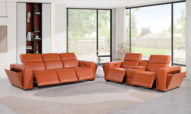 1224 - 6-Piece Modular Power Reclining Sofa And Console Loveseat Set In With 5 Power Recliners & Power Headrests