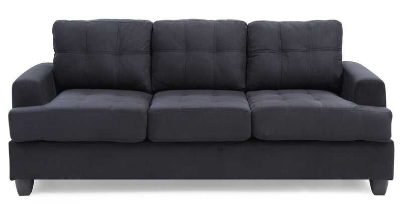 Glory Furniture Sandridge stationary sofa with plush fabric upholstery and cushioned armrests in a modern living room setting.