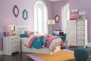 Paxberry - Twin Panel Headboard with Bolt on Bed Frame - Whitewash - R&R Furniture Gallery (Fountain Valley, CA)