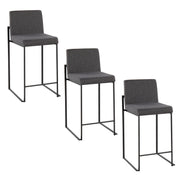 Lumi Source Fuji contemporary modern high back counter stool set with sleek design and wooden legs, ideal for modern dining spaces.