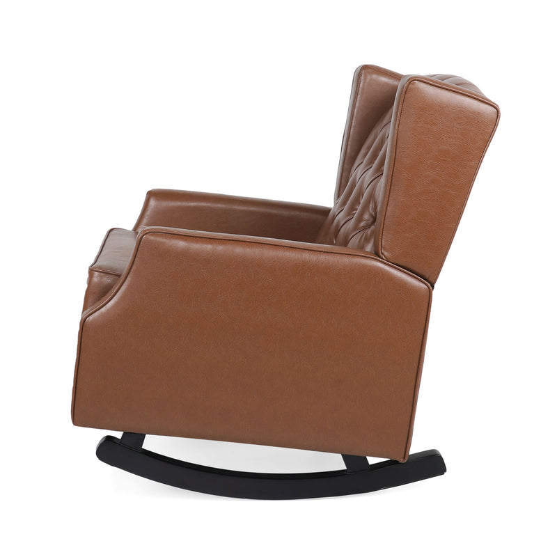 Moss - Upholstered Rocking Recliner With Diamond Tufting And Wingback - Light Brown - R&R Furniture Gallery (Fountain Valley, CA)