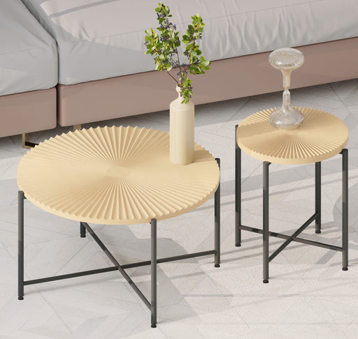 Radial - Pattern Coffee And End Table Set Waterproof Cover, Distressed Cylindrical Design (Set of 2) - R&R Furniture Gallery (Fountain Valley, CA)