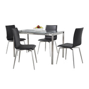 Lumi Source Fuji Mason 5-piece upholstered swivel contemporary dining set with glass tabletop and modern design.