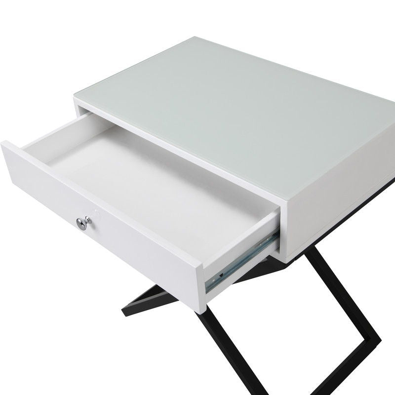 Koda - End Side Table Nightstand, Drawer And Cross Base - R&R Furniture Gallery (Fountain Valley, CA)
