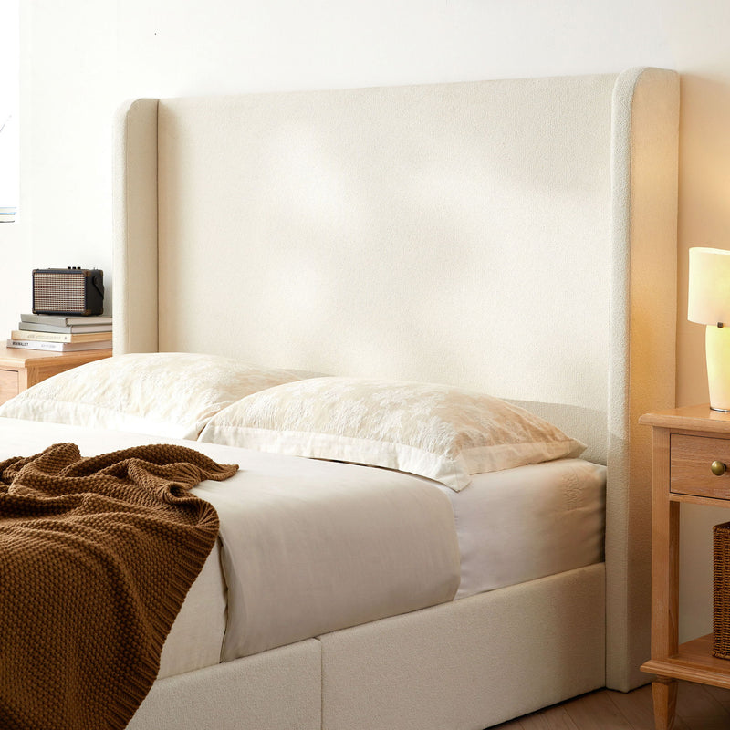Carmen - King Size Upholstered Wingback Bed - Ivory - R&R Furniture Gallery (Fountain Valley, CA)