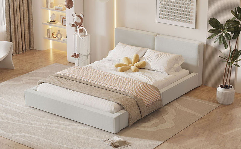 Upholstered Platform Bed, Grounded Bed With Solid Frame - R&R Furniture Gallery (Fountain Valley, CA)
