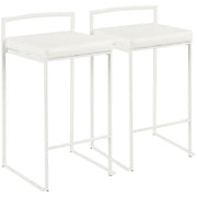 Lumi Source Fuji simple elegance contemporary stackable counter stool set with sleek design and wooden legs.