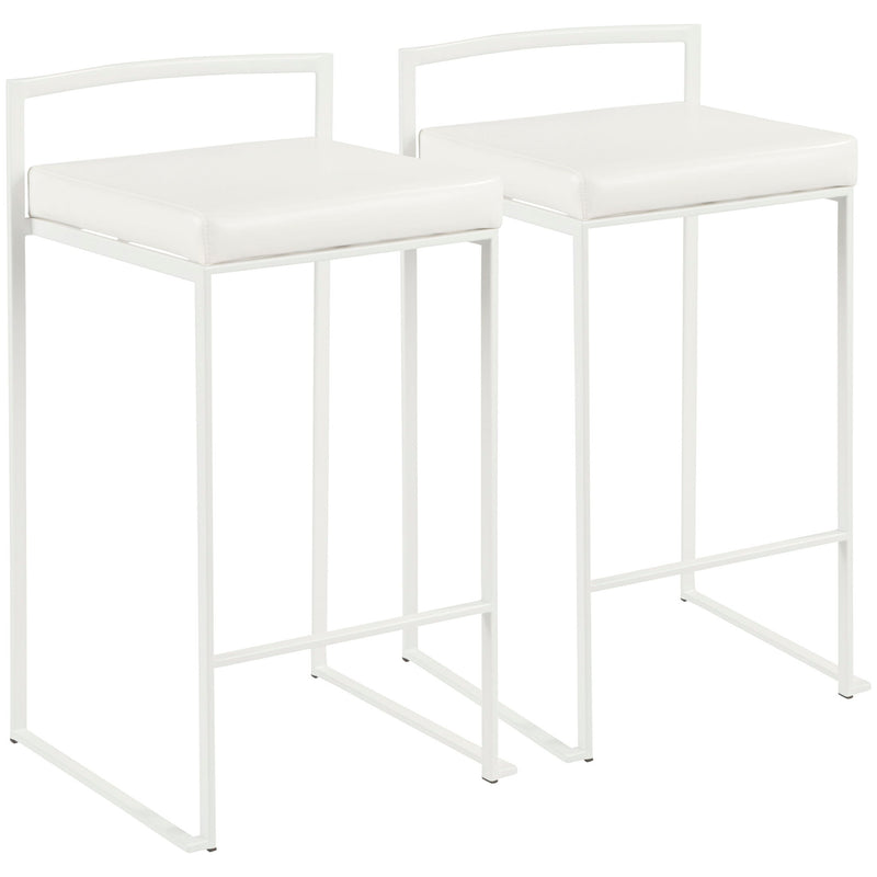 Lumi Source Fuji simple elegance contemporary stackable counter stool set with sleek design and wooden legs.