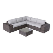 Modern Patio Rattan Sectional Set With Cushions - R&R Furniture Gallery (Fountain Valley, CA)