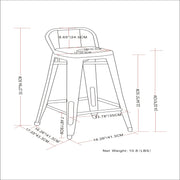 Pair of Rayne curved back metal stools by Simpli-Home, featuring sleek metal frames and curved backrests for modern seating.