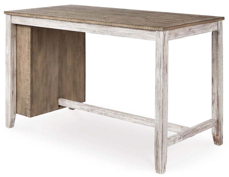 Skempton - Rectangular Counter Table With Storage - White - R&R Furniture Gallery (Fountain Valley, CA)