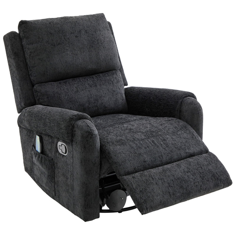 Manual Recliner Massage Chair With Swivel Rocker, 8 Massage Modes, Side Storage Pocket