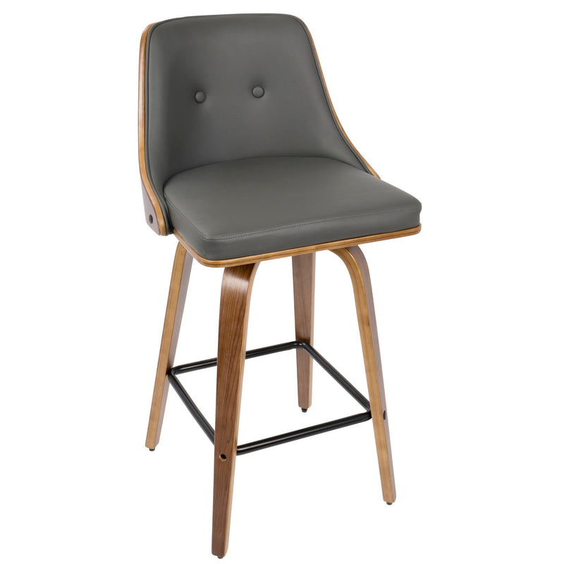 Lumi Source Gianna mid-century modern counter stool set of 2 with wooden seats and metal legs, stylish and functional for kitchen or bar area.