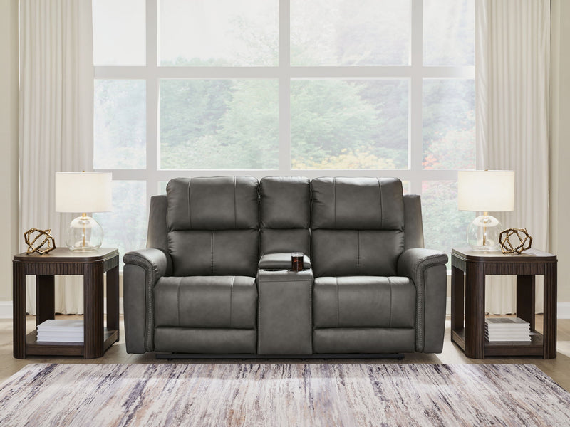 Bleckley - Power Reclining Loveseat With Console / Adjustable Headrest - R&R Furniture Gallery (Fountain Valley, CA)