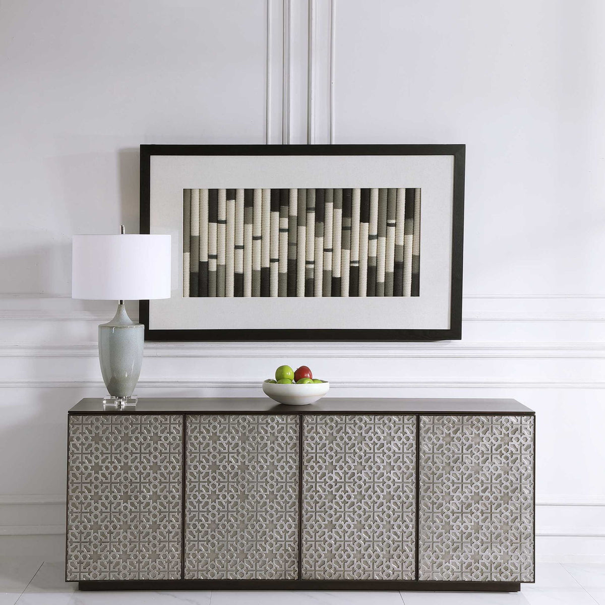 Flaxen Scroll - Shadow Box - Black / Blue / White