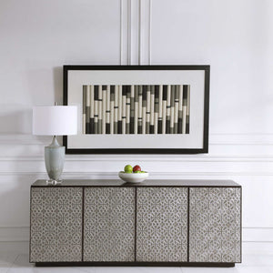 Flaxen Scroll - Shadow Box - Black / Blue / White