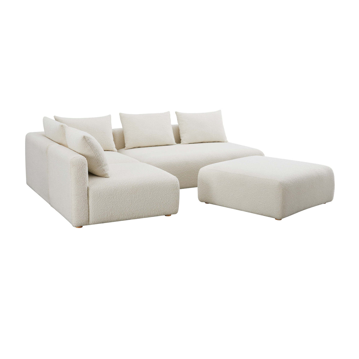 Hangover - 4-Piece Boucle Modular Chaise Sectional - Cream - R&R Furniture Gallery (Fountain Valley, CA)