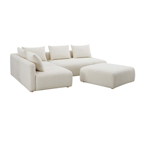 Hangover - 4-Piece Boucle Modular Chaise Sectional - Cream - R&R Furniture Gallery (Fountain Valley, CA)