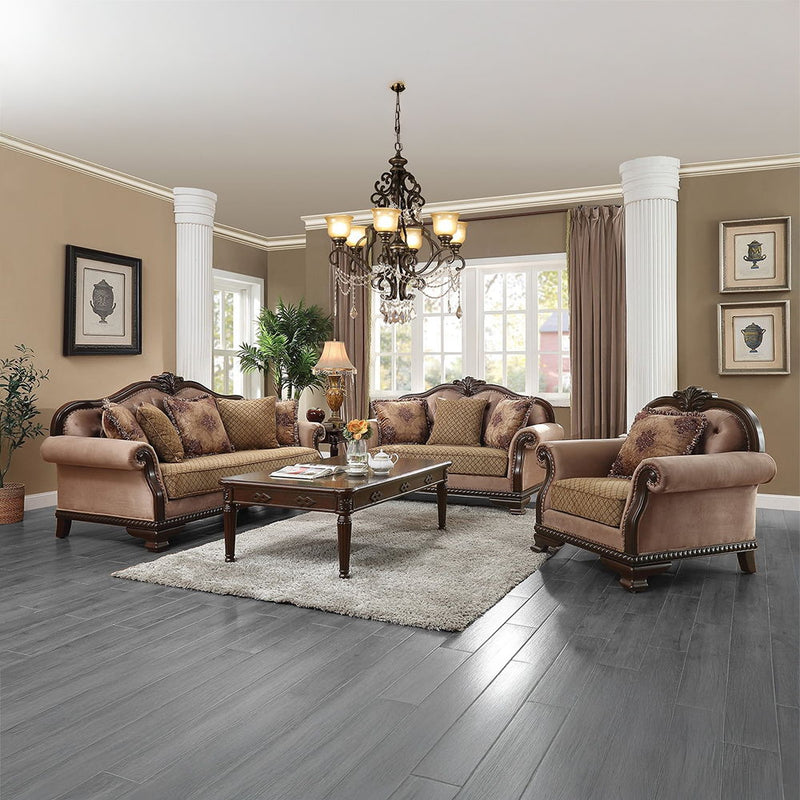 Chateau De Ville - Chair With Pillow (Same Lv01590) - Fabric & Espresso - R&R Furniture Gallery (Fountain Valley, CA)