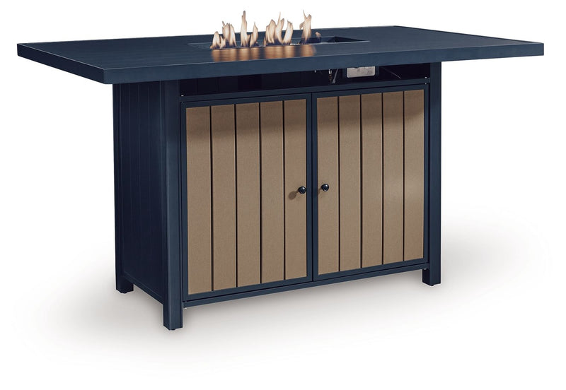 East Beach - Rectangular Bar Table With Fire Pit - Blue - R&R Furniture Gallery (Fountain Valley, CA)
