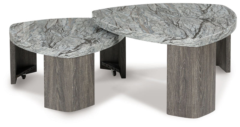 Surmour - Stacked Cocktail Table - Gray / Brown - R&R Furniture Gallery (Fountain Valley, CA)