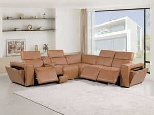 1224 - 6-Piece L-Shaped Sectional Sofa In With 3 Power Recliners & Power Headrests
