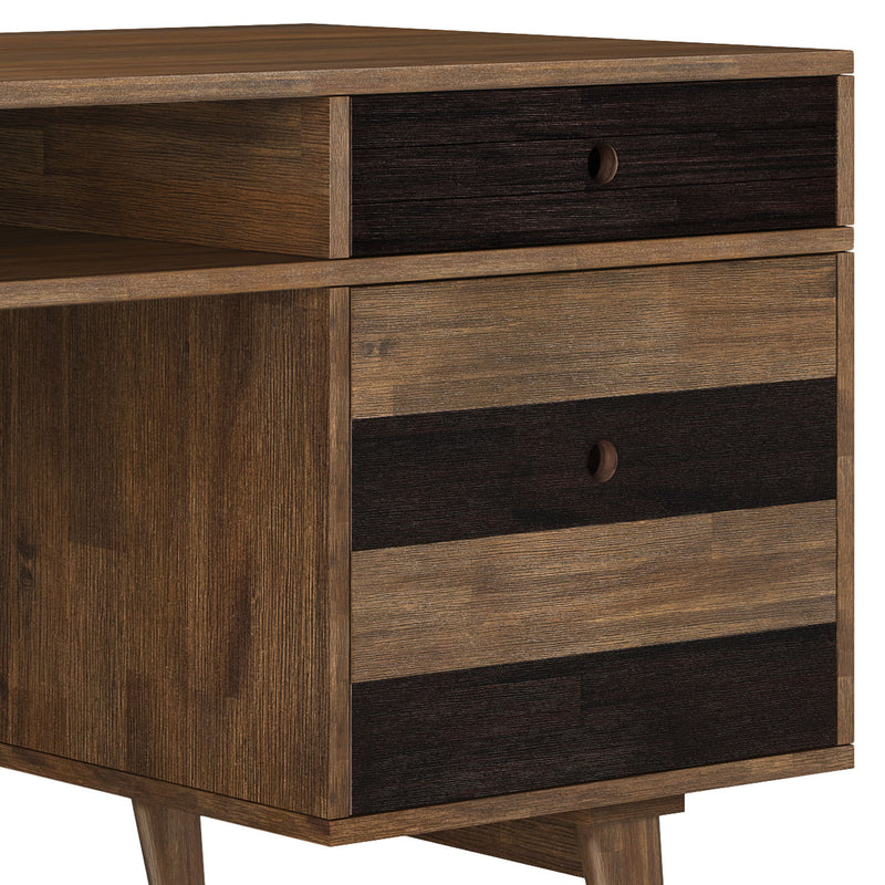 Clarkson - Desk With Side Drawers - Rustic Natural Aged Brown - R&R Furniture Gallery (Fountain Valley, CA)