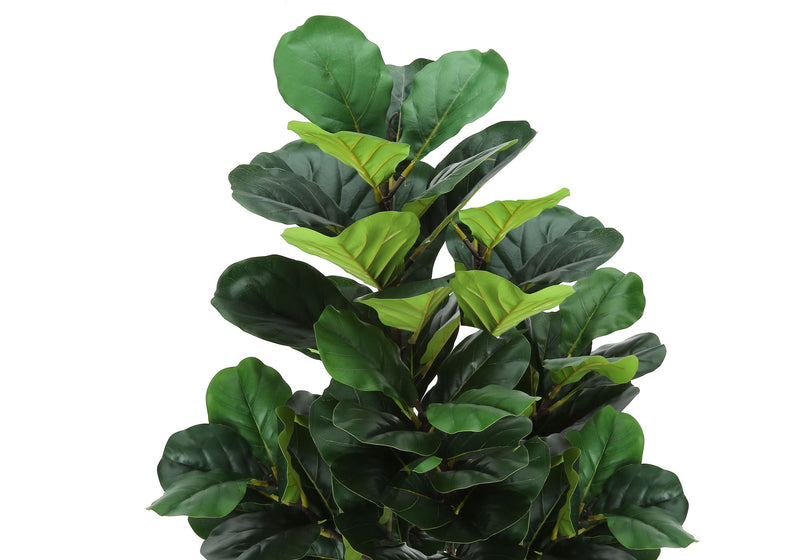 47" Tall, Artificial Plant, Fiddle Tree, Indoor, Fake, Floor, Greenery, Potted, Real Touch, Decorative - Green / Black - R&R Furniture Gallery (Fountain Valley, CA)