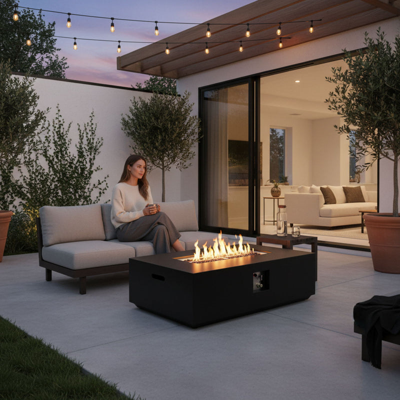 Propane / Natural Gas Fire Pit Table, 50,000 BTU - Charcoal - R&R Furniture Gallery (Fountain Valley, CA)