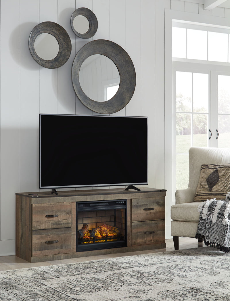 Trinell - TV Stand With Electric Fireplace - Brown - R&R Furniture Gallery (Fountain Valley, CA)