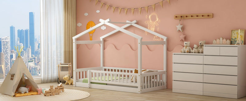 Bed House Bed Frame With Fence - R&R Furniture Gallery (Fountain Valley, CA)