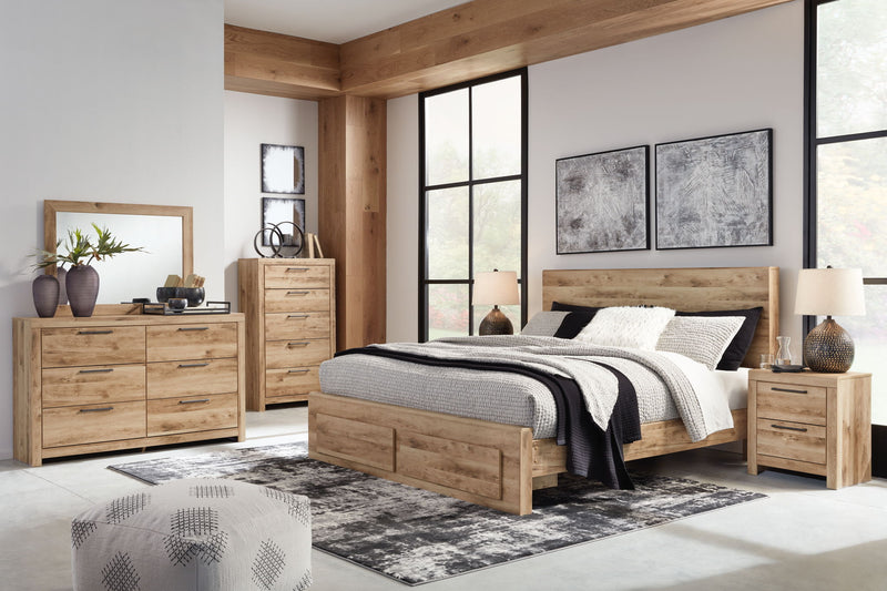 Signature Design by Ashley Hyanna 8-piece storage bedroom set with bed, dresser, and nightstands in a contemporary style.