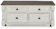 Havalance - Lift Top Cocktail Table with Storage Drawers - White / Gray - R&R Furniture Gallery (Fountain Valley, CA)