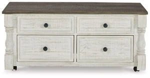Havalance - Lift Top Cocktail Table with Storage Drawers - White / Gray - R&R Furniture Gallery (Fountain Valley, CA)