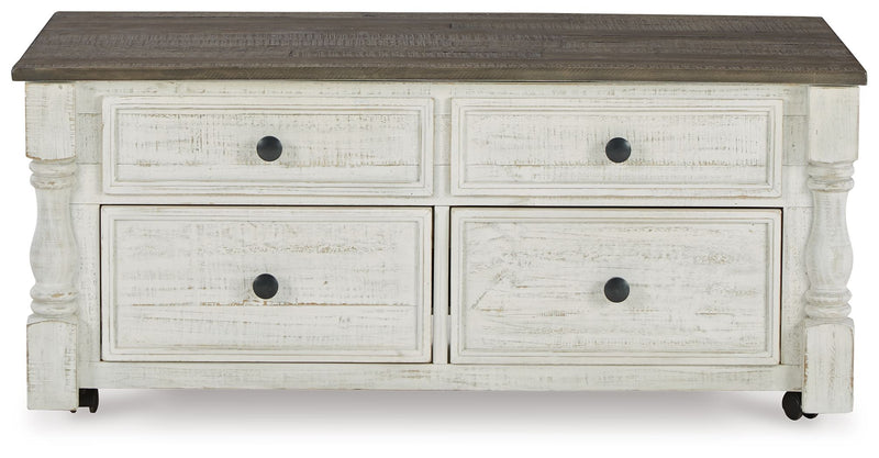 Havalance - Lift Top Cocktail Table with Storage Drawers - White / Gray - R&R Furniture Gallery (Fountain Valley, CA)