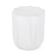 Outdoor lightweight concrete side table in antique white by Noble House, with a sturdy square design and smooth finish.