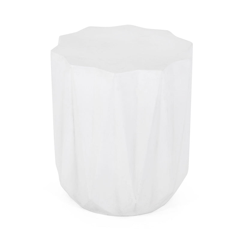 Outdoor lightweight concrete side table in antique white by Noble House, with a sturdy square design and smooth finish.