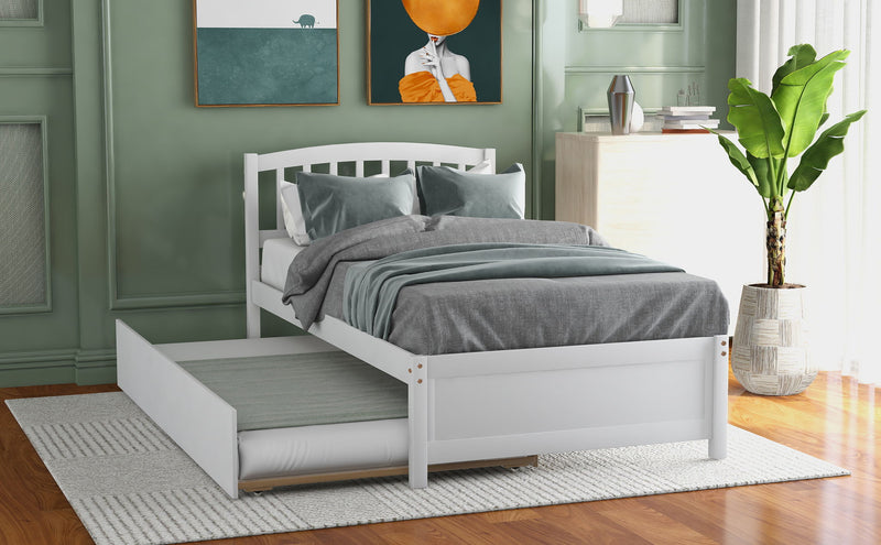 Platform Bed Wood Bed Frame With Trundle - R&R Furniture Gallery (Fountain Valley, CA)