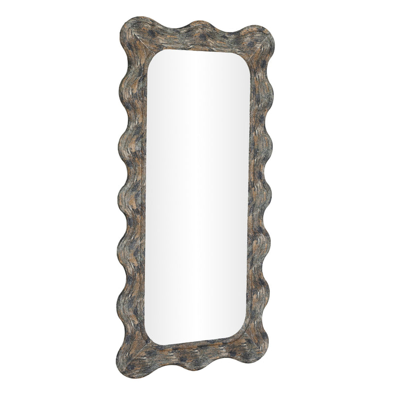 TOV Furniture Charlene 39x75-inch squiggle wall mirror with watercolor print, sleek modern design for contemporary interior decor