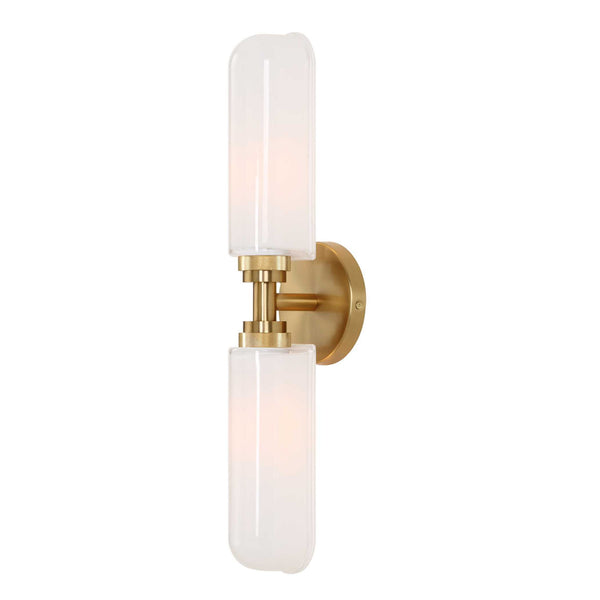 Wellsville - 2 Light Brass Sconce - White / Gold