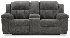 Frohn - Dbl Reclining Loveseat With Console - R&R Furniture Gallery (Fountain Valley, CA)