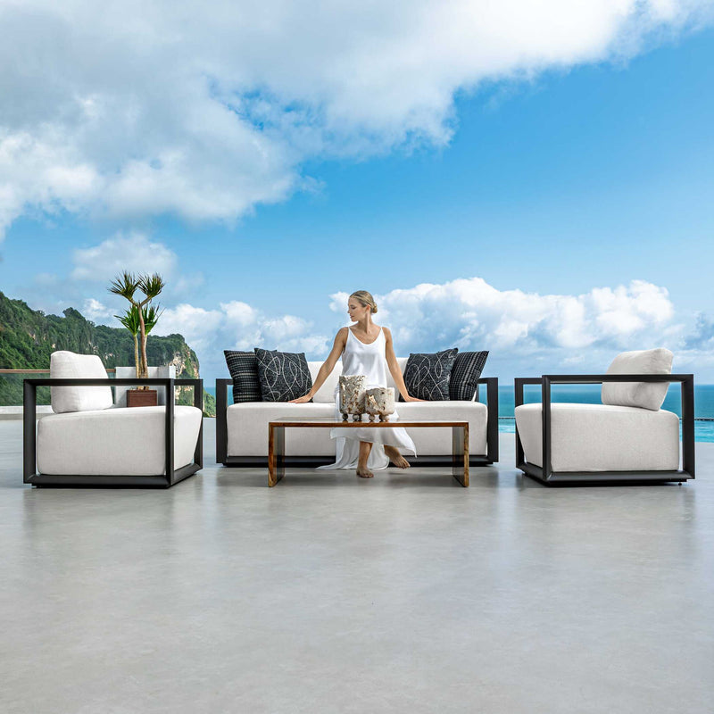 Remsen - Outdoor Lounge Chair - Black / Oyster