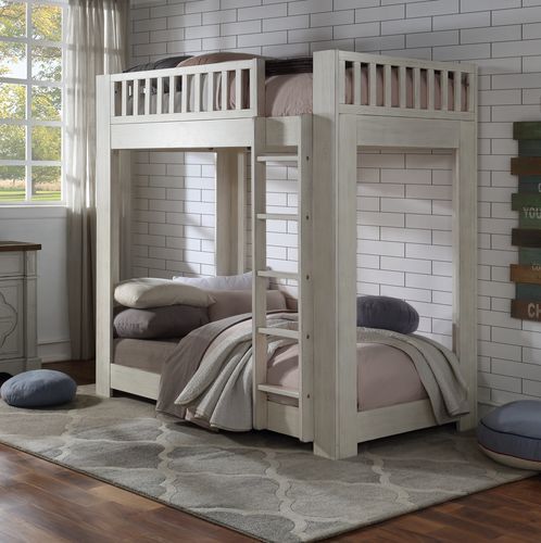 Cedro - Twin Over Twin Bunk Bed - Weathered White - R&R Furniture Gallery (Fountain Valley, CA)