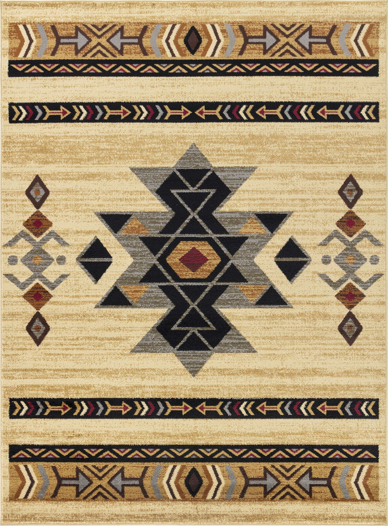 Tribes - 5'3" X 7'3" Southwest Area Rug Polypropylene - Cream - R&R Furniture Gallery (Fountain Valley, CA)