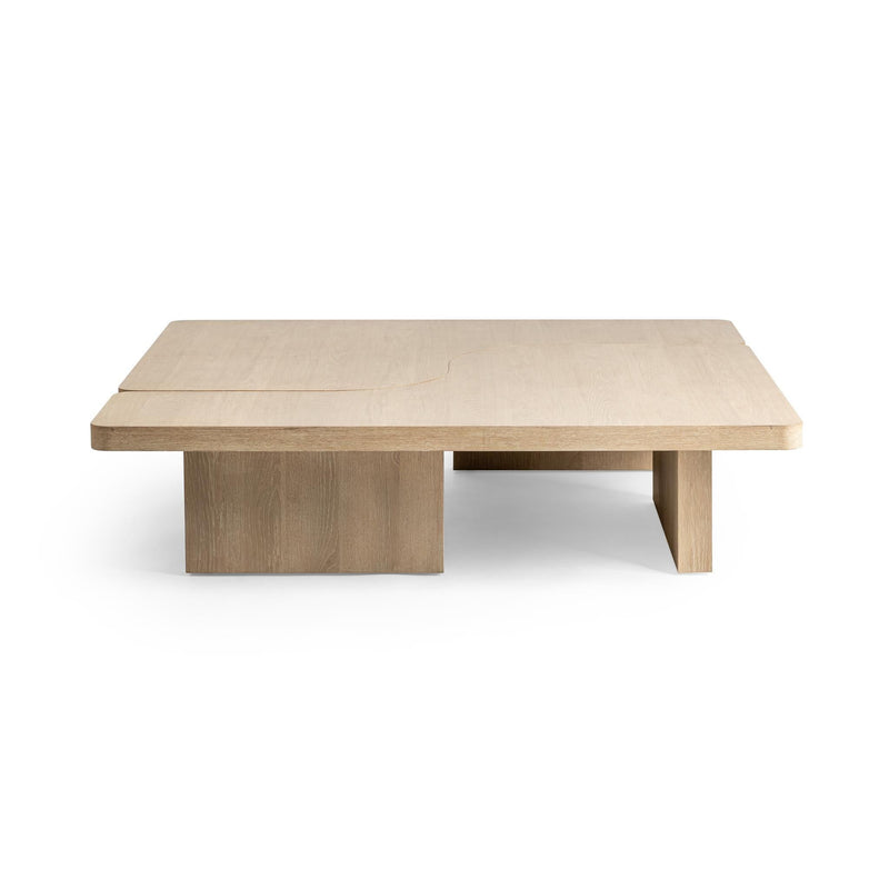 Classic Home Melina coffee table with wooden top and metal legs, modern design for living room decor.