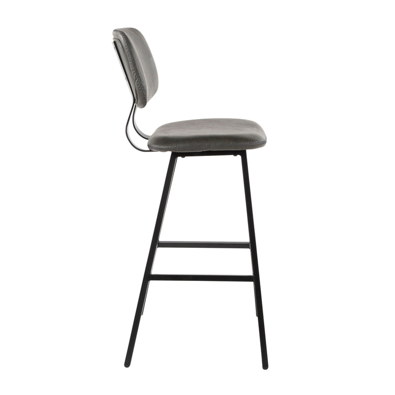 Foundry - Contemporary Barstool Zig Zag Stitching (Set of 2) - Gray