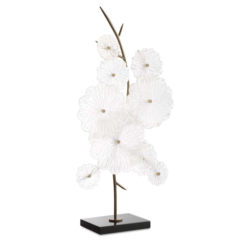 Glass - Garden Table Sculpture - Gold / White